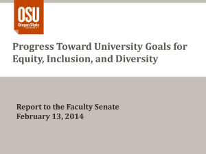 Progress Toward University Goals for Equity, Inclusion, and Diversity