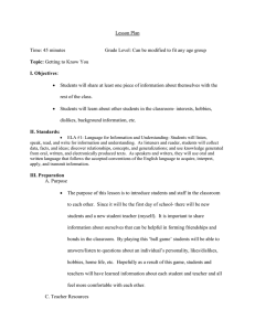 Getting to Know You Lesson Plan: Icebreaker Activity