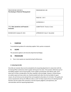 I. PURPOSE PROCEDURE SOURCE: Purchasing &amp; Material Management