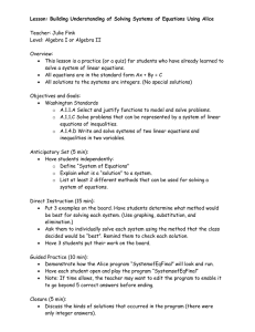 Lesson: Building Understanding of Solving Systems of Equations Using Alice
