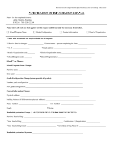NOTIFICATION OF INFORMATION CHANGE  Attn: Kerrie Anastas FAX #:  781-338-3220