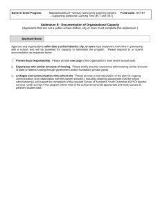 Addendum B - Documentation of Organizational Capacity
