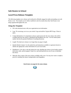 Safe Routes to School Local Press Release Template