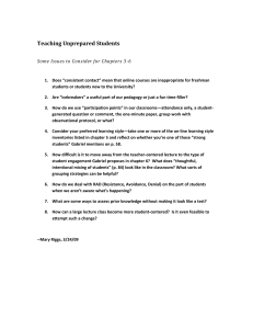 Teaching Unprepared Students Some Issues to Consider for Chapters 3-6