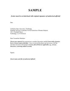 Research Project Permission Letter Template - CSUN