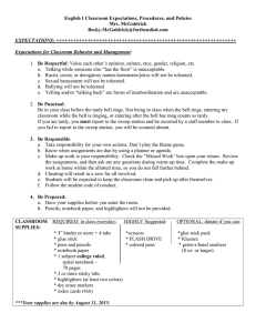 English I Classroom Expectations, Procedures, and Policies Mrs. McGoldrick
