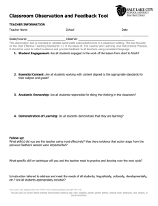 Classroom Observation & Feedback Tool - Utah Standards