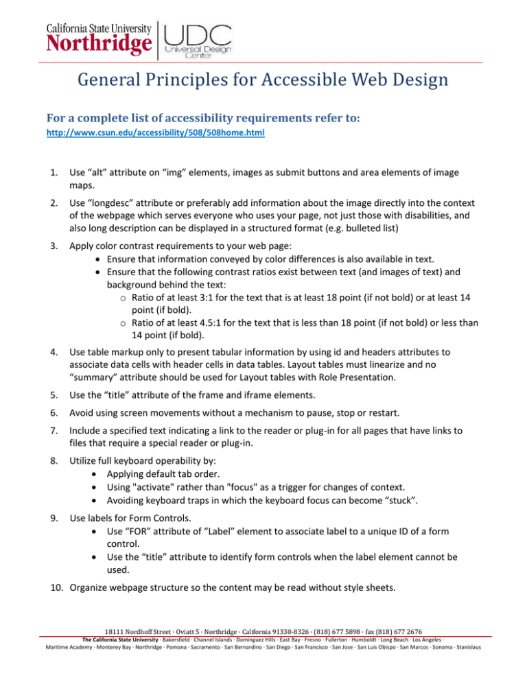General Principles for Accessible Web Design