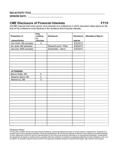 CME Disclosure of Financial Interests FY15 RSS ACTIVITY TITLE