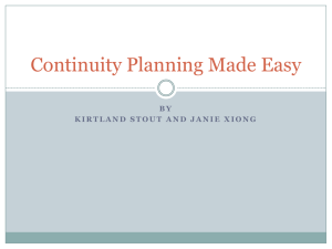 Continuity Planning Made Easy B Y