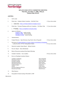 SENATE EXECUTIVE COMMITTEE MEETING Thursday, November 17, 2005, 1:00 p.m.