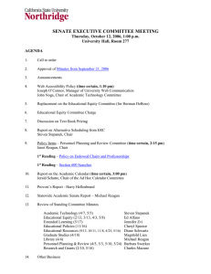 SENATE EXECUTIVE COMMITTEE MEETING  Thursday, October 12, 2006, 1:00 p.m.