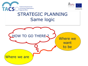 STRATEGIC PLANNING Same logic HOW TO GO THERE ? Where we
