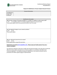 IRB Protocol Modification Request Form