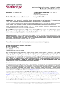 Announcement of Academic Student Employee Position Opening