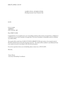 Georgia State University Scholarship Award Letter Sample