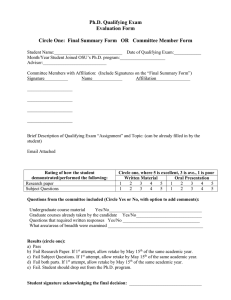 CS - Ph.D. Qualifying Exam Evaluation Form