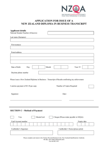 APPLICATION FOR ISSUE OF A NEW ZEALAND DIPLOMA IN BUSINESS TRANSCRIPT