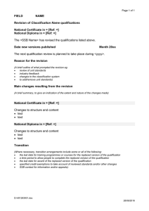 The &lt;SSB Name&gt; has revised the qualifications listed above. FIELD NAME