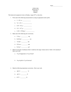 Name ________________  CHEM 1004 Homework #1