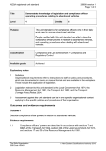 NZQA registered unit standard 26699 version 1  Page 1 of 3