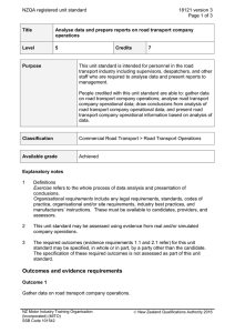 NZQA registered unit standard 18121 version 3  Page 1 of 3