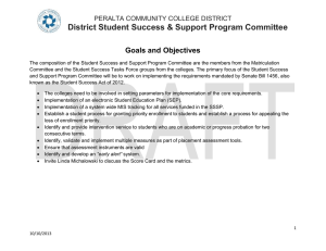 District Student Success &amp; Support Program Committee Goals and Objectives