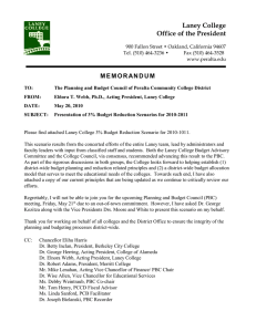 Laney Budget Reduction Memo