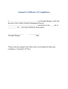 Annual Certificate of Compliance