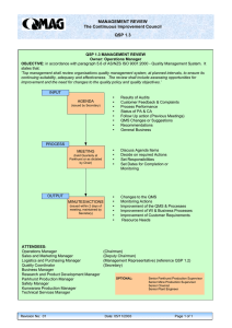 Management Review Procedure QSP 1.3 | Quality System