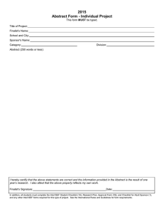 2015 Abstract Form - Individual Project