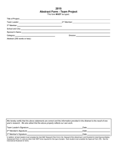 2015 Abstract Form - Team Project