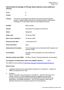 Demonstrate knowledge of VE-type diesel injection pump additional devices