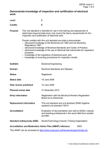 Demonstrate knowledge of inspection and certification of electrical work