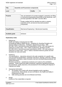 NZQA registered unit standard 22914 version 2  Page 1 of 3