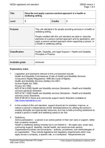 Person-Centred Approach in Health & Wellbeing: Unit Standard