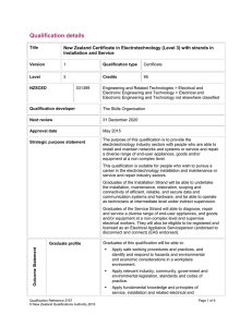 Qualification details  Installation and Service