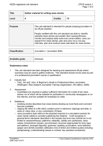 NZQA registered unit standard 27618 version 1  Page 1 of 5