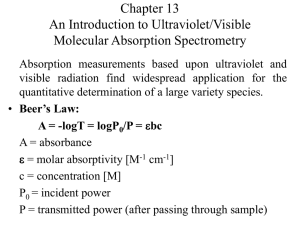 Chapter 13 An Introduction to Ultraviolet/Visible Molecular Absorption Spectrometry