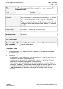 NZQA registered unit standard 27616 version 1  Page 1 of 3