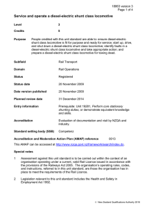 Service and operate a diesel-electric shunt class locomotive