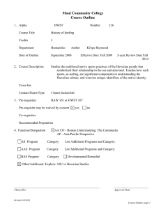 2008.11 - Hawaiian Studies (HWST) 216: History of Surfing, Course Outline