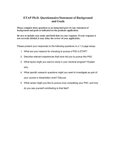 ETAP Ph.D. Questionnaire/Statement of Background and Goals