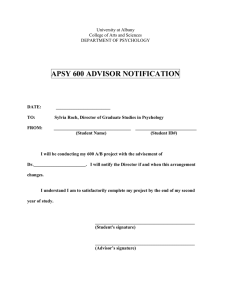 APSY 600 ADVISOR NOTIFICATION