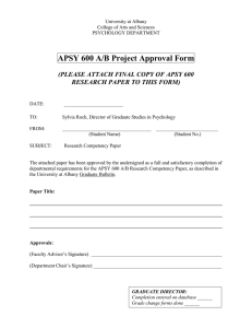 APSY 600 A/B Project Approval Form - Psychology