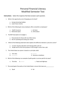 Personal Financial Literacy Modified Semester Test Instructions