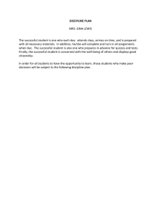 DISCIPLINE PLAN  MRS. GINA LEWIS