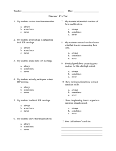 Teacher: _____________________________________ Date: ______________________  1.  My students receive transition education.