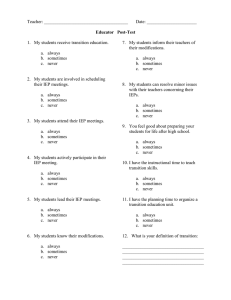 Teacher: _____________________________________ Date: ______________________  1.  My students receive transition education.