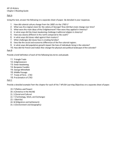 AP US History Chapter 3 Reading Guide